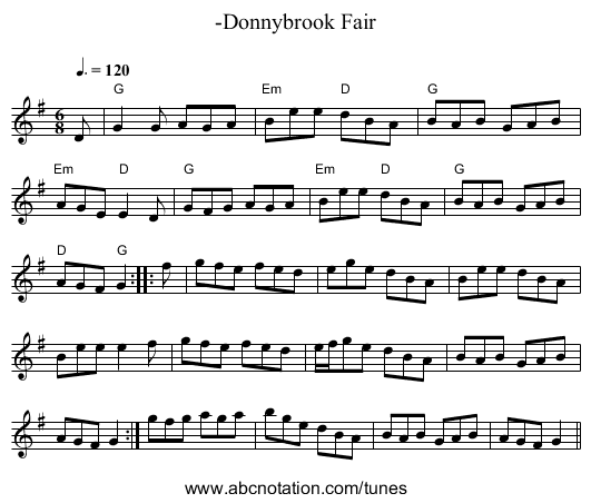 -Donnybrook Fair - staff notation