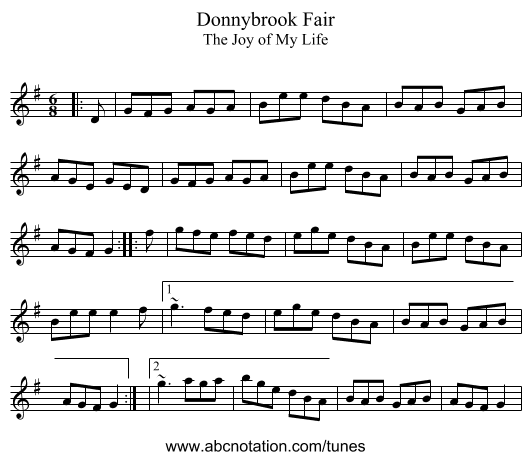 Donnybrook Fair - staff notation