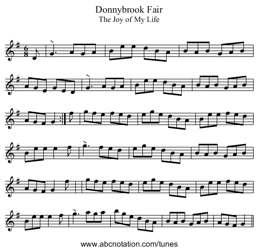 Donnybrook Fair - staff notation