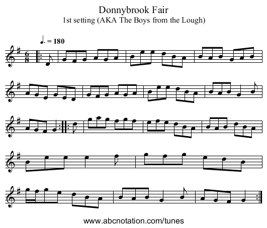 Donnybrook Fair - staff notation
