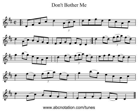 Don't Bother Me - staff notation