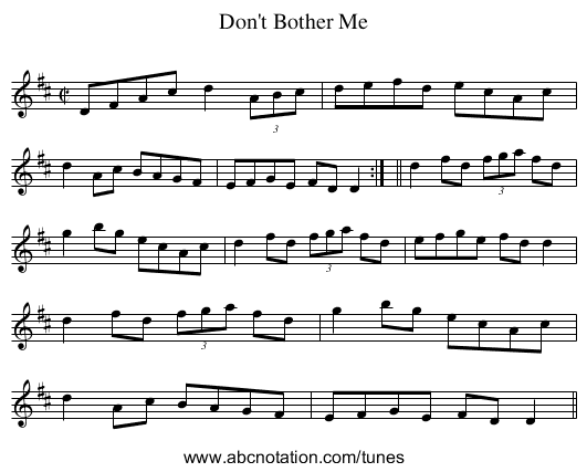 Don't Bother Me - staff notation