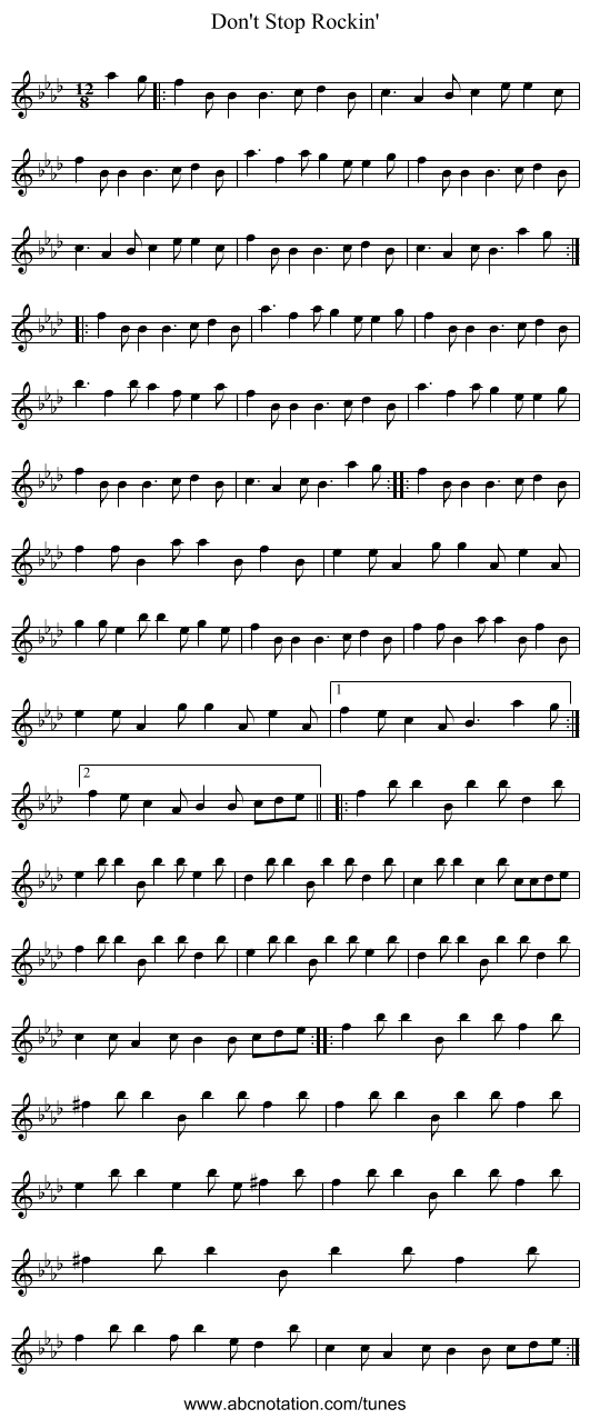 Don't Stop Rockin' - staff notation