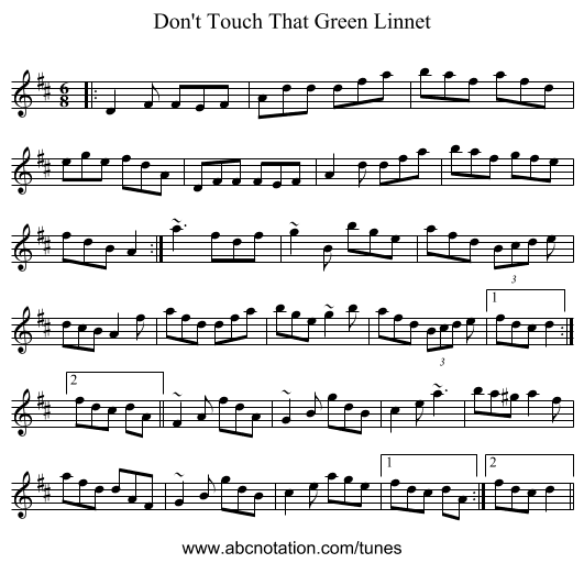 Don't Touch That Green Linnet - staff notation