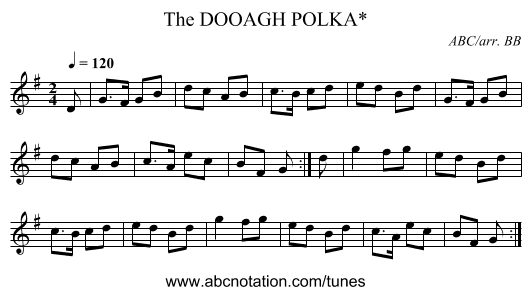 DOOAGH POLKA*, The - staff notation