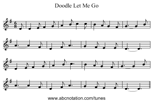 Doodle Let Me Go - staff notation