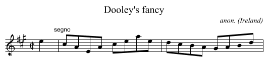 Dooley's fancy - staff notation