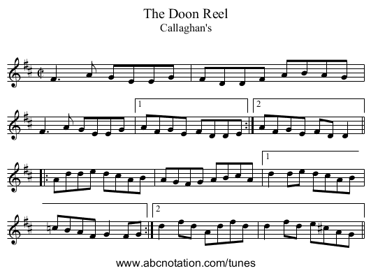 Doon Reel, The - staff notation