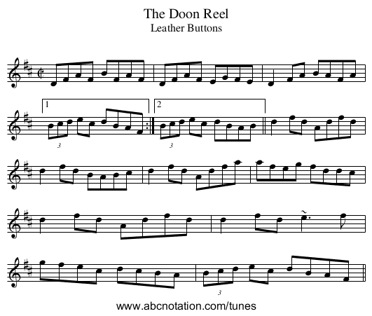 Doon Reel, The - staff notation