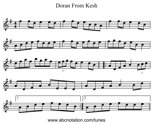 Doran From Kesh - staff notation