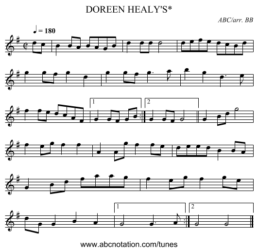 DOREEN HEALY'S* - staff notation