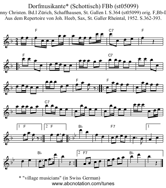 Dorfmusikante* (Schottisch) FBb (st05099) - staff notation