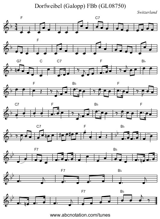 Dorfweibel (Galopp) FBb (GL08750) - staff notation