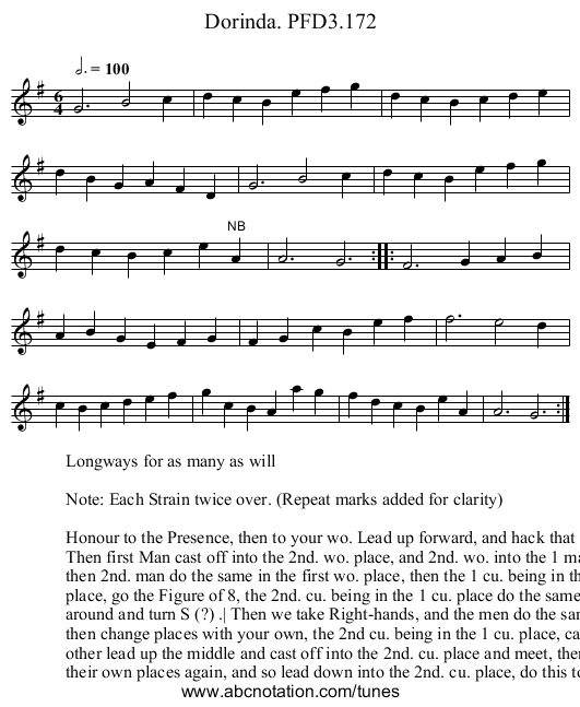 Dorinda. PFD3.172 - staff notation