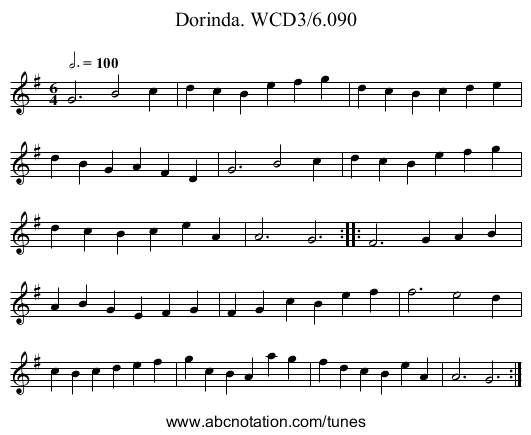 Dorinda. WCD3/6.090 - staff notation