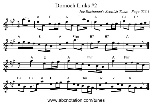 Dornoch Links #2 - staff notation