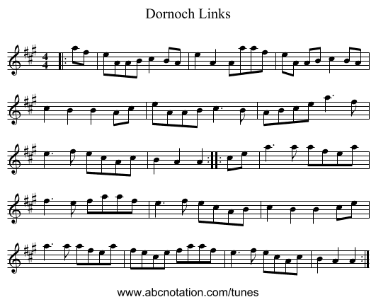 Dornoch Links - staff notation