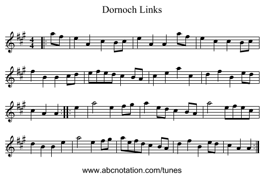 Dornoch Links - staff notation