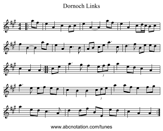 Dornoch Links - staff notation