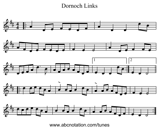 Dornoch Links - staff notation