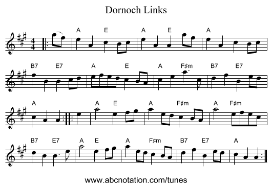 Dornoch Links - staff notation