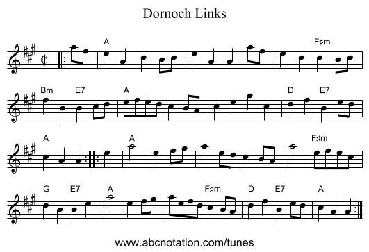 Dornoch Links - staff notation