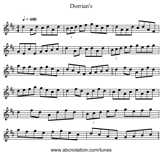 Dorrian's - staff notation