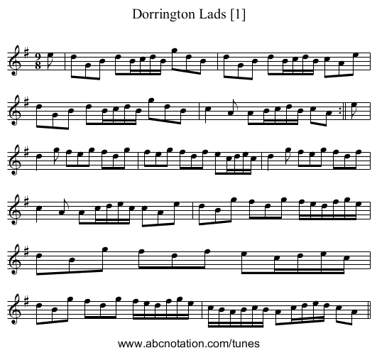 Dorrington Lads [1] - staff notation