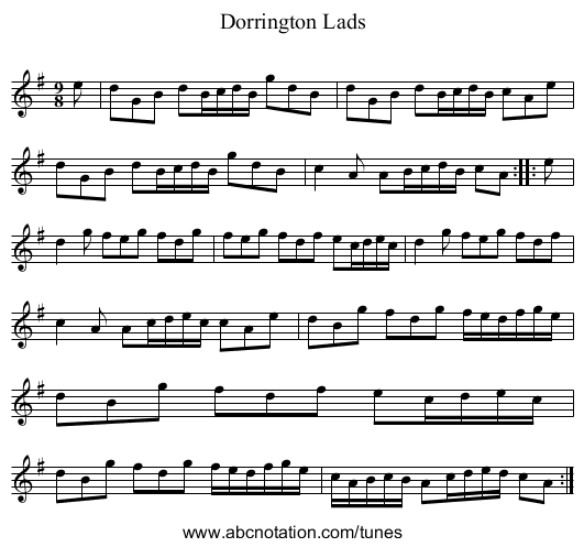 Dorrington Lads - staff notation