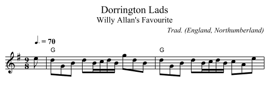 Dorrington Lads - staff notation