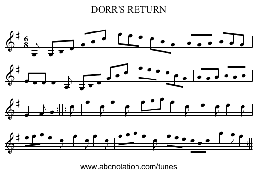 DORR'S RETURN - staff notation