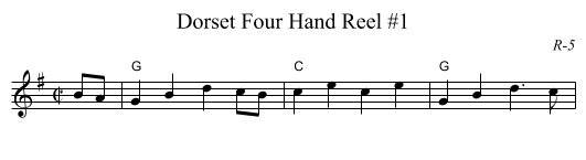 Dorset Four Hand Reel #1 - staff notation
