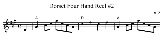 Dorset Four Hand Reel #2 - staff notation