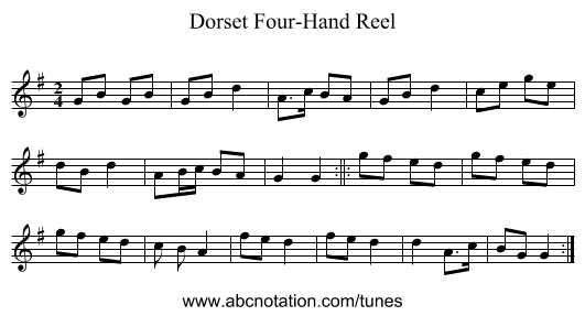 Dorset Four-Hand Reel - staff notation