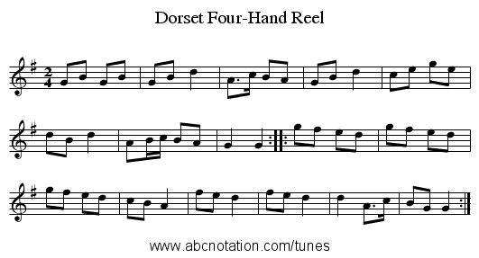 Dorset Four-Hand Reel - staff notation