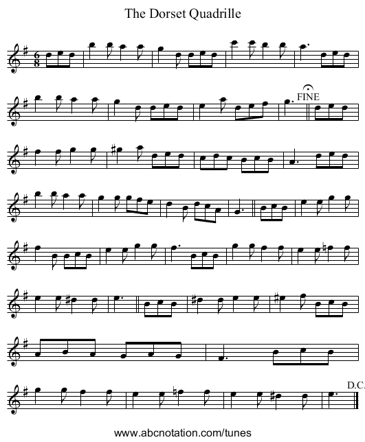 Dorset Quadrille, The - staff notation