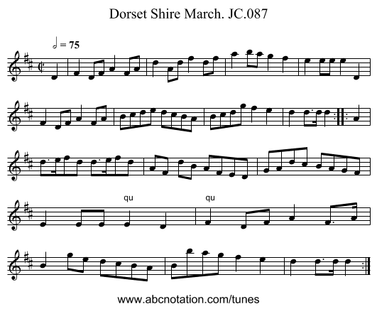 Dorset Shire March. JC.087 - staff notation
