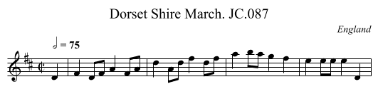 Dorset Shire March. JC.087 - staff notation