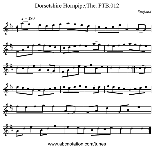 Dorsetshire Hornpipe,The. FTB.012 - staff notation