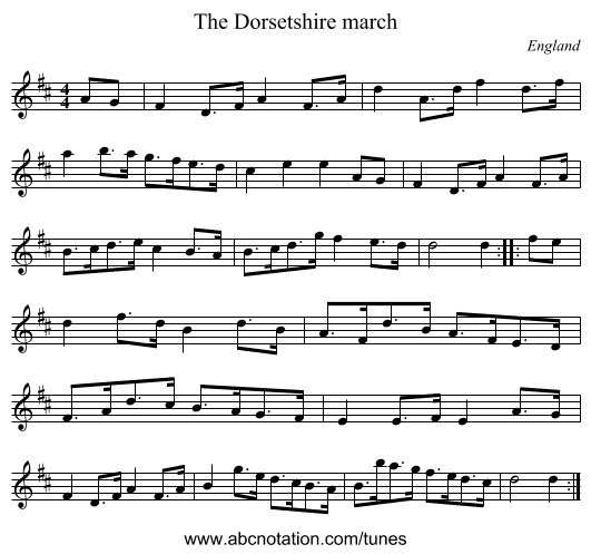 Dorsetshire march, The - staff notation