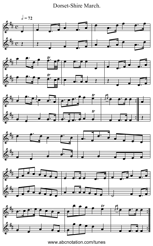 Dorset-Shire March. - staff notation