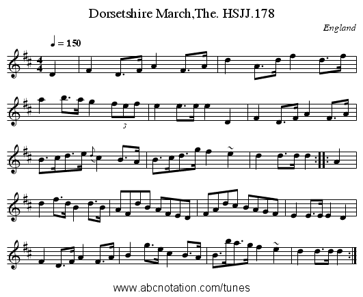 Dorsetshire March,The. HSJJ.178 - staff notation