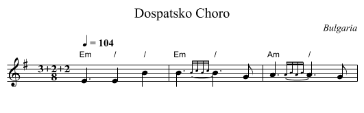 Dospatsko Choro - staff notation
