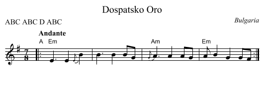 Dospatsko Oro - staff notation