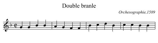 Double branle - staff notation
