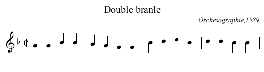 Double branle - staff notation