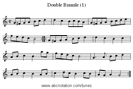 Double Bransle (1) - staff notation