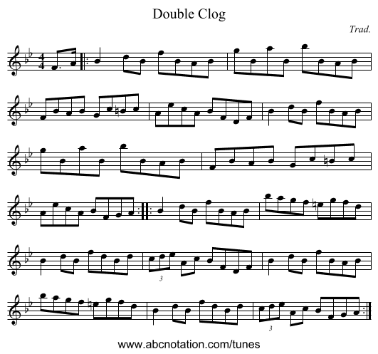 Double Clog - staff notation