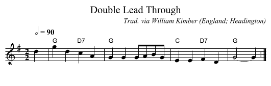 Double Lead Through - staff notation