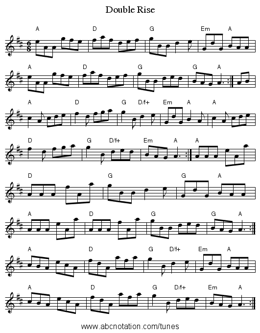 Double Rise - staff notation
